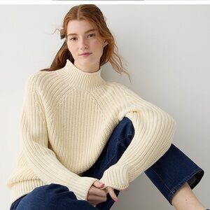 NWOT J. Crew Relaxed Rollneck Sweater, Medium, Cream